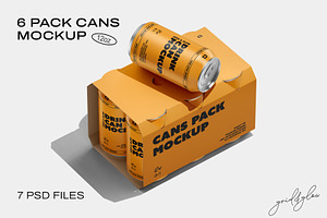 6 Pack Cans Mockup - 12oz / 355ml, a Packaging Mockup by Grid&Glow