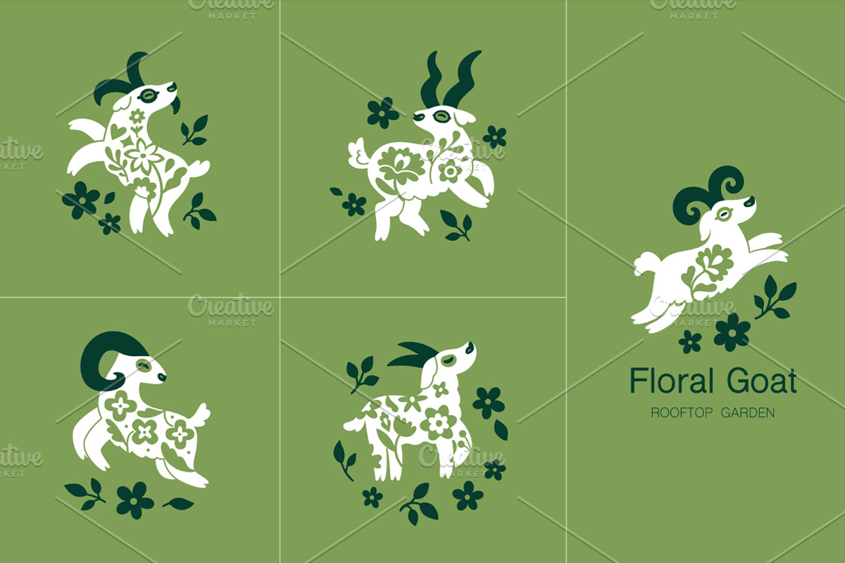 Folk Art Goats, an Animal Illustration by PenguinHouse (Photo 3 of 9)