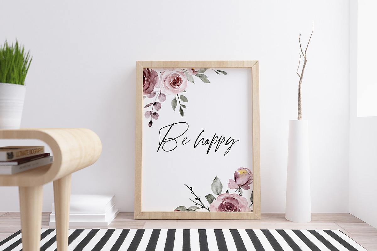 Dusty pink roses watercolor paint, an Illustration by Larisa Maslova (Photo 8 of 8)