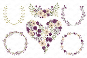 Deep Plum Vintage Vector Flowers, an Illustration by Amanda Ilkov (Thumbnail 3 of 4)