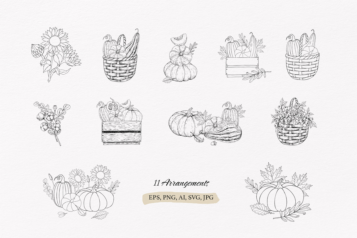 AUTUMN|Botanical line art collection, a Seasonal Illustration by Navenzeles (Photo 3 of 16)
