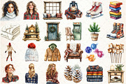 Watercolor Winter Cabin Clipart, an Illustration by Libby Wishes (Thumbnail 3 of 7)
