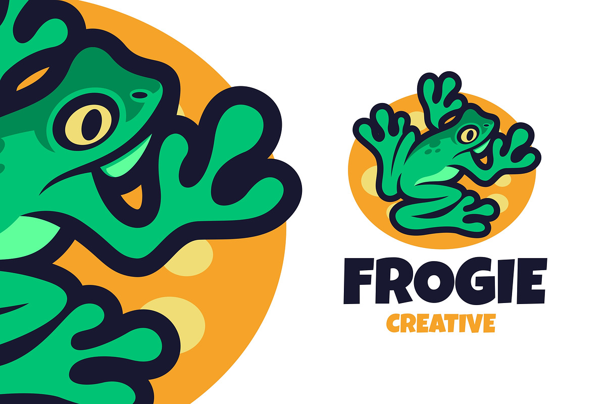 Green Frog Cartoon Logo Template, a Branding & Logo Template by EndR_ID