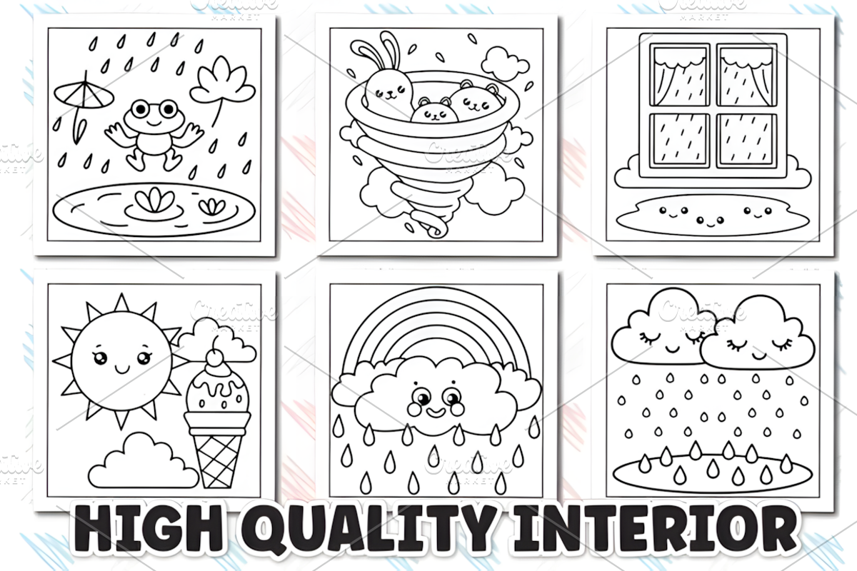 Cute Weather Coloring Book for Kids, a Decorative Illustration by Design Station (Photo 7 of 7)