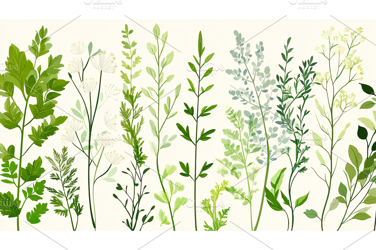 Variety of green leafy plant, a Texture Illustration by Lermont51