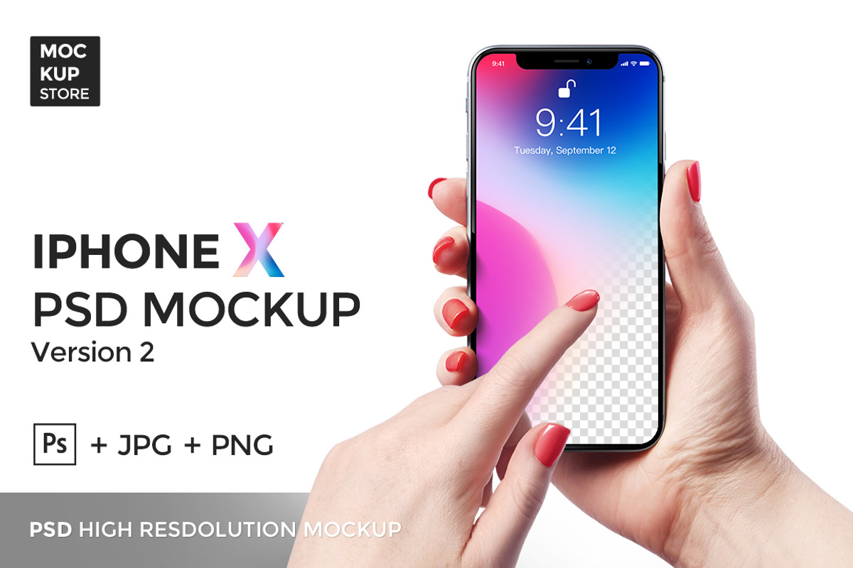 iPhone X Mockup version 2, an iPhone Mockup by Mockup Store (Photo 1 of 3)