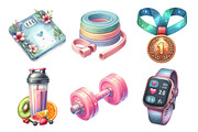Watercolor Fitness Workout Clipart, an Illustration by Daily.Designs (Thumbnail 3 of 5)