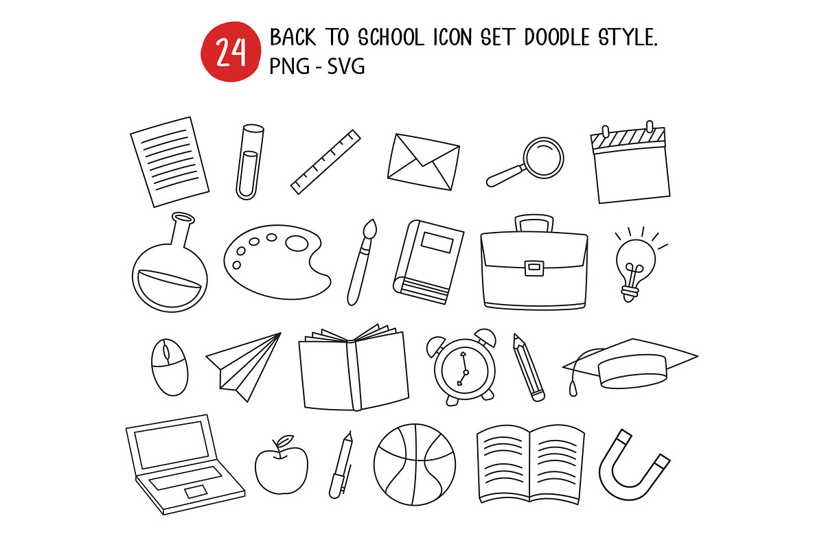 Back to school set doodle style, an Object Illustration by kaisorn (Photo 1 of 3)