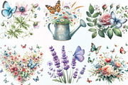 Watercolor Butterflies Flowers, an Illustration by CraftArtStudio (Thumbnail 2 of 6)