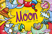Cute Moon Cartoon Characters, a Decorative Illustration by Jocularity Art (Thumbnail 1 of 3)