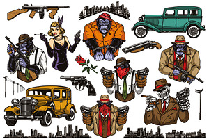 Mafia illustrations, a Branding & Logo Template by DGIM studio