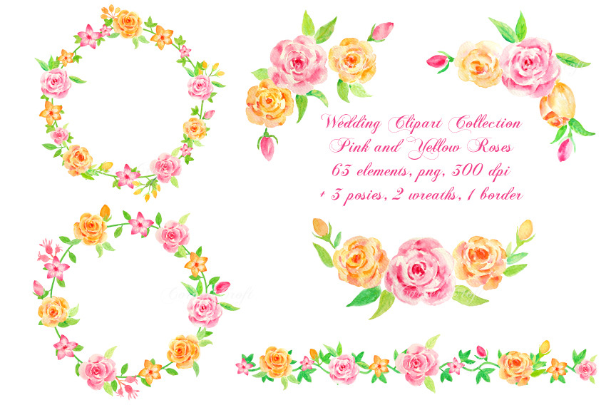 Watercolor Wedding Rose Collection, an Illustration by Corner Croft ...