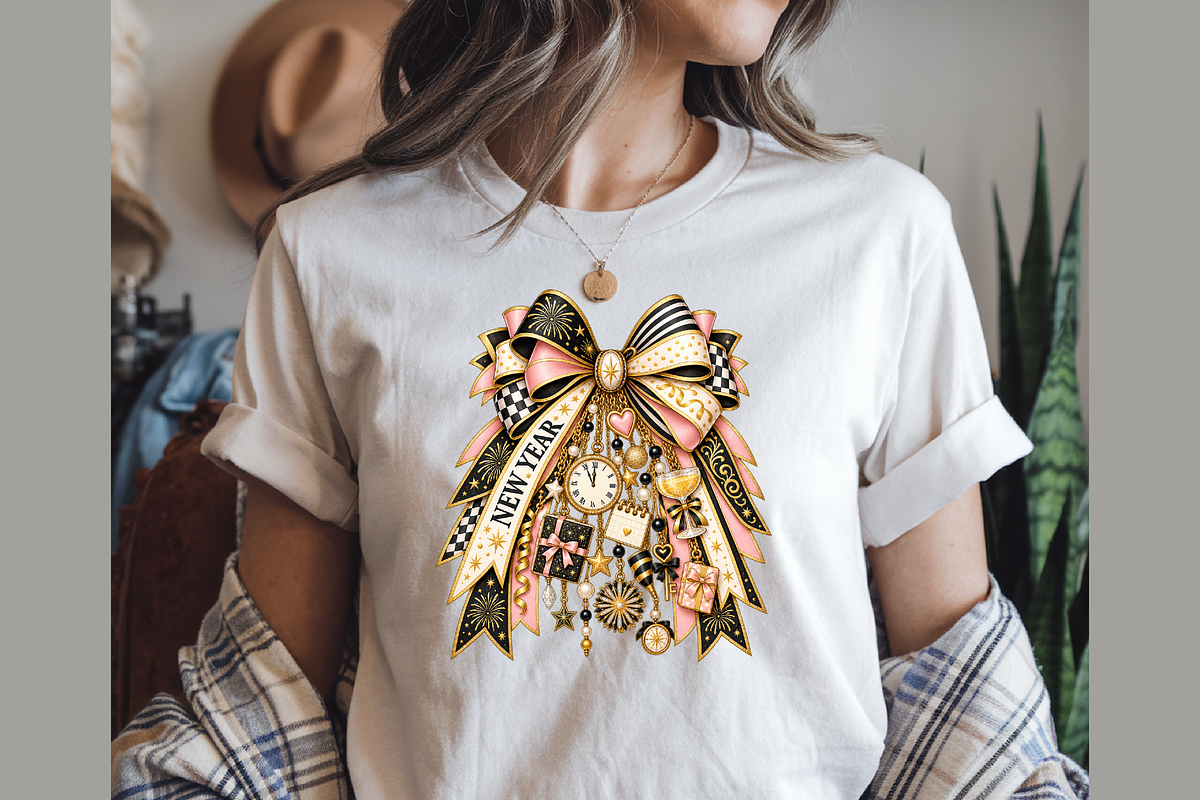 Luxurious New Year Bow Charm Cascade, a Seasonal Illustration by Printable Design Store (Photo 4 of 5)