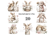 20 Floral Bunny Clipart, an Animal Illustration by Pati Charm Studio (Thumbnail 3 of 8)
