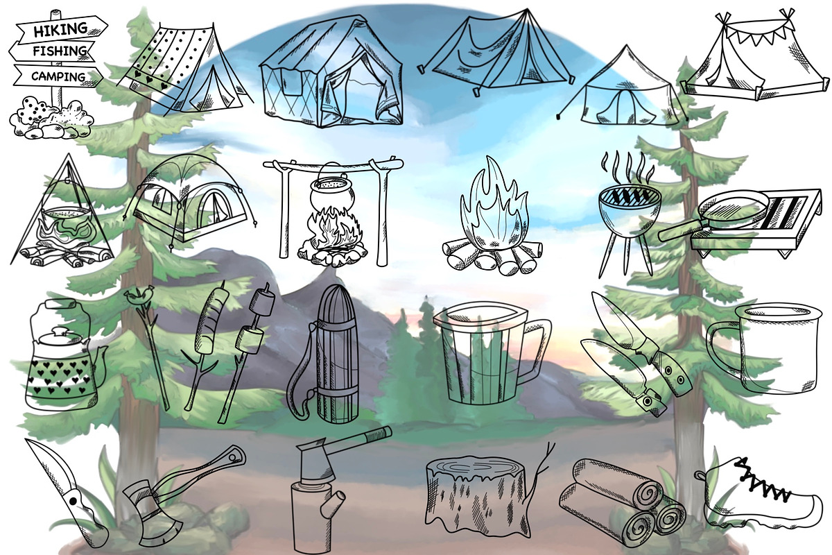Camping Digital Stamps, a Graphic by Favorites_Art (Photo 8 of 16)