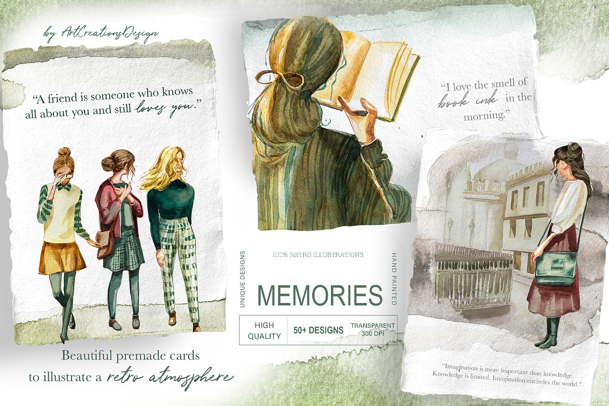 Watercolor Memories Clipart Set, a Person Illustration by ArtCreationsDesign (Photo 8 of 10)