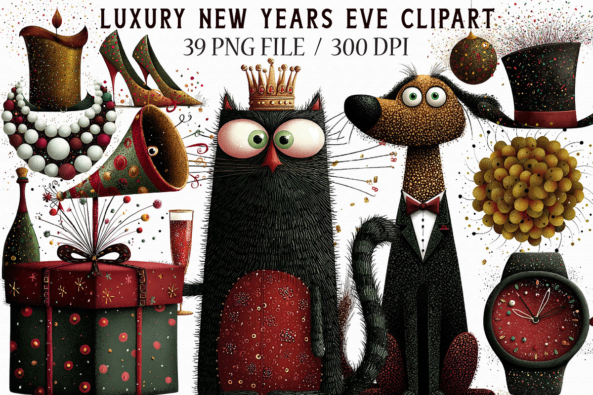 Luxury New Years Eve Clipart, an Illustration by Libby Wishes (Photo 1 of 7)
