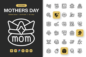 Mothers Day Icons, an Icon by Spacepixel Creative
