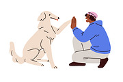 People giving high five to pets set, a Person Illustration by Good Studio (Thumbnail 7 of 10)