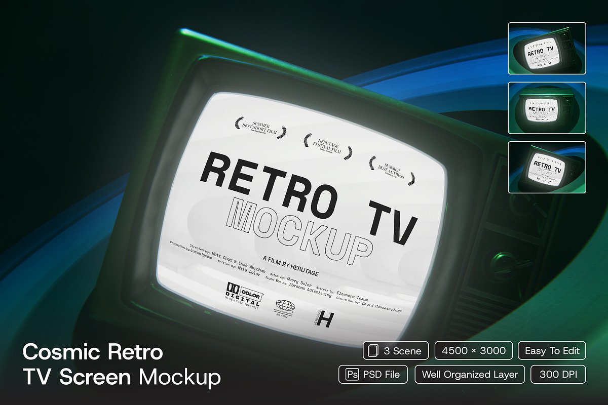 Cosmic Retro TV Screen Mockup, an Advertising Mockup by herutage (Photo 1 of 4)