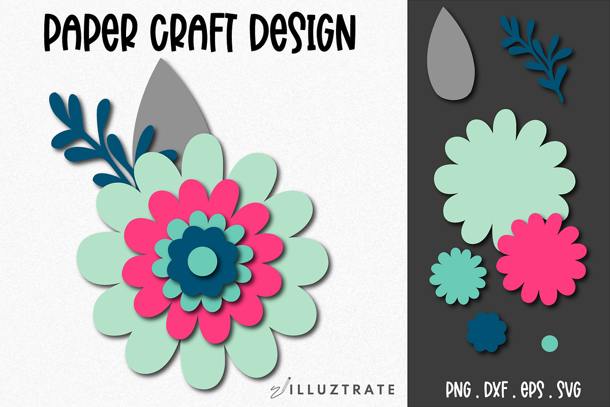 Paper Flower SVG Cut File Bundle, a Decorative Illustration by illuztrate (Photo 5 of 16)