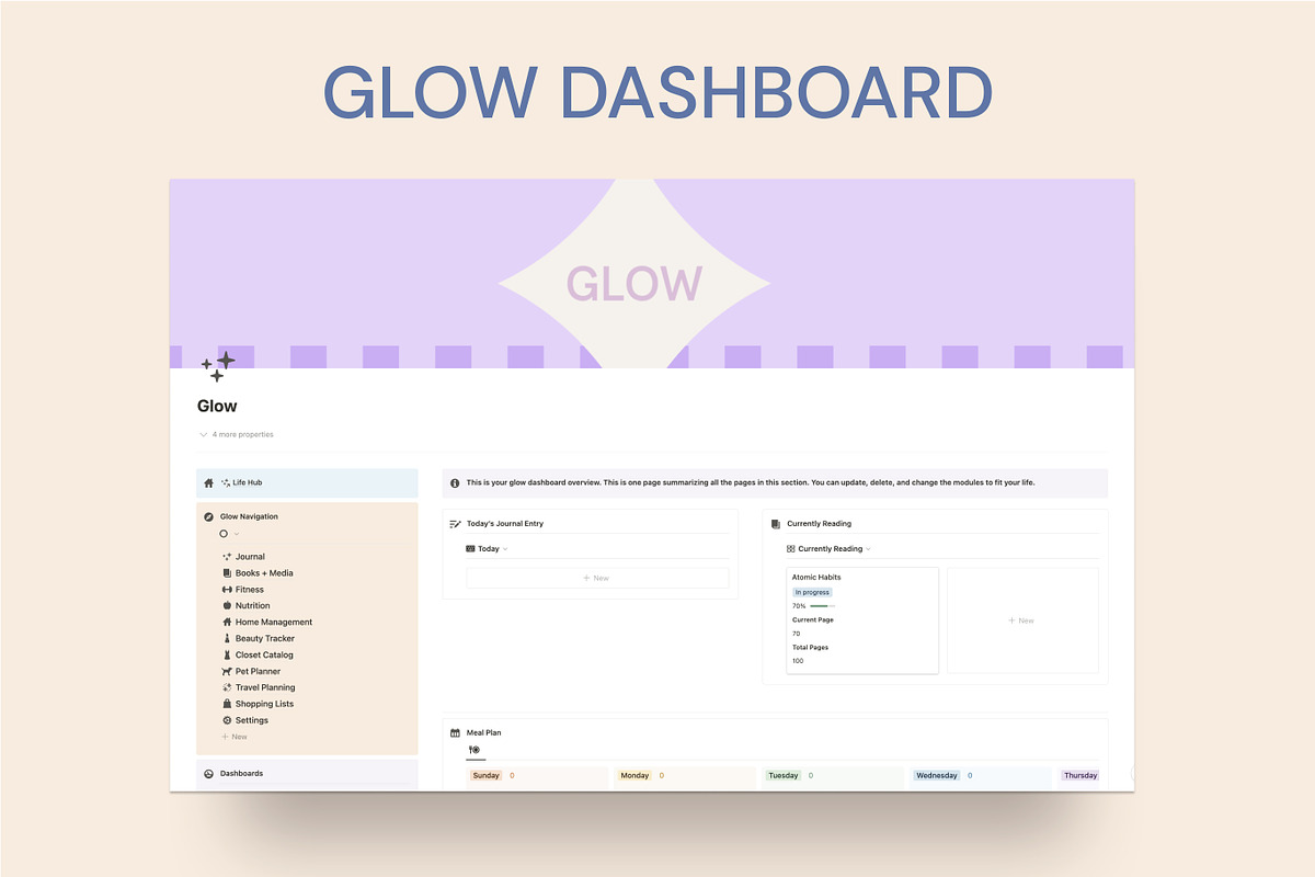 Notion Life Hub Template - Bright, a Templates & Theme by 89 Golden Blvd (Photo 5 of 8)