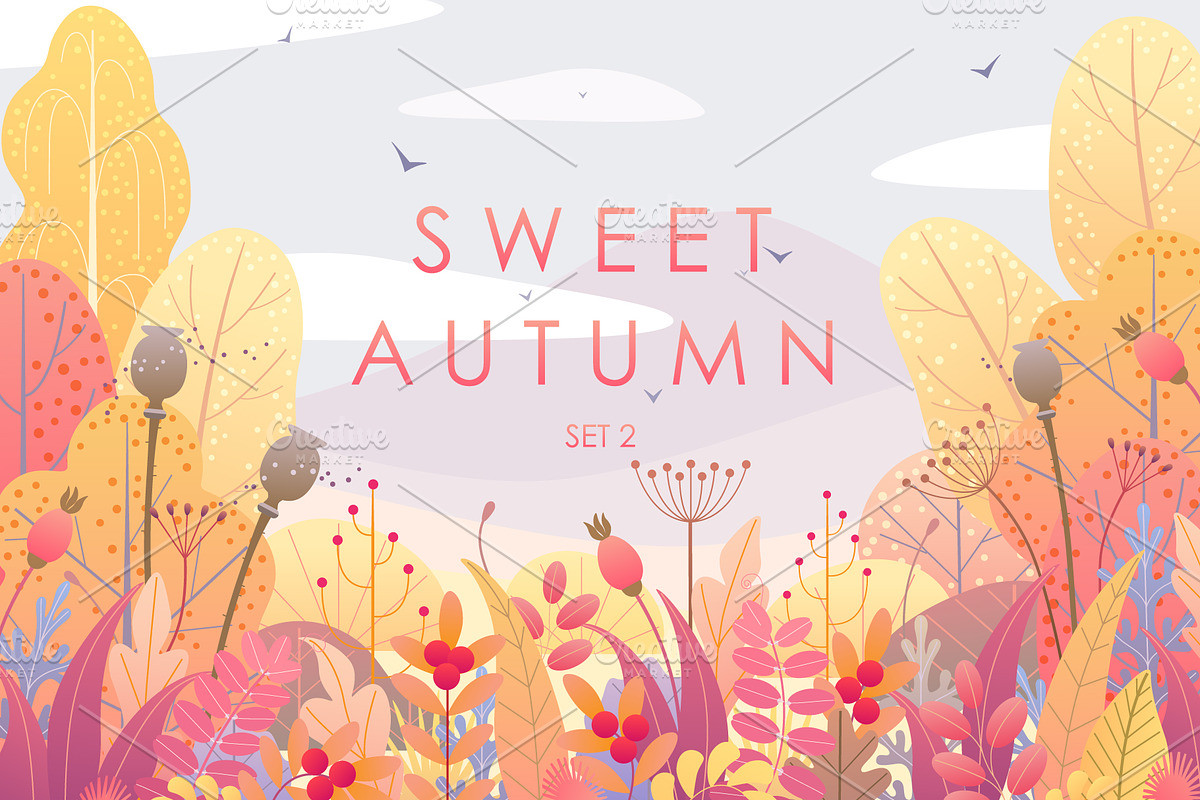Autumn Landscapes and Foliage Decor, a Decorative Illustration by Valentyna Smordova (Photo 1 of 8)