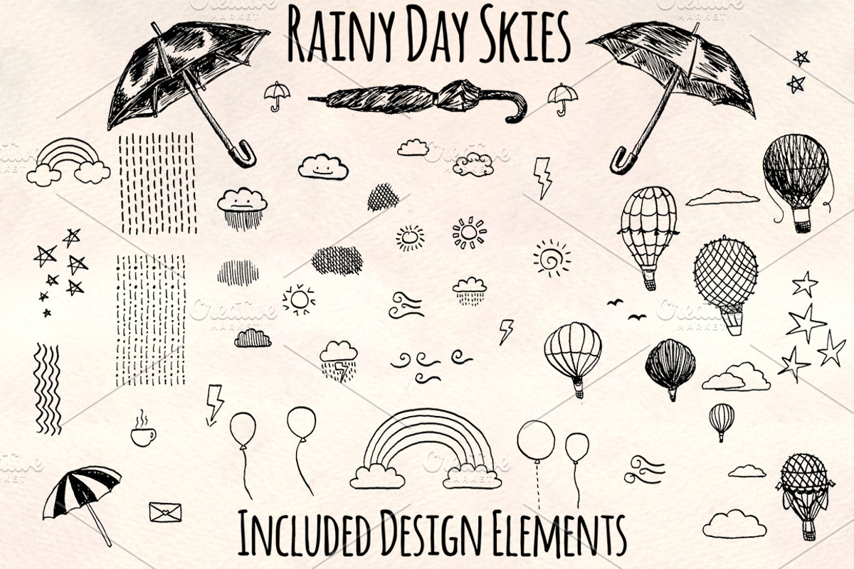 Rainy Sky Element Pack 80+ Graphics!, an Illustration by Violet LeBeaux (Photo 3 of 5)