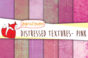 Distressed Digital Paper- Pink