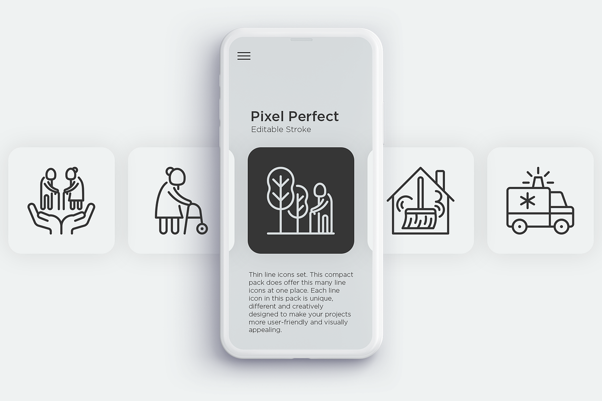 Elderly Care | 20 Pixel Perfect Icon, an Outline Icon by Alex Blogoodf (Photo 3 of 10)