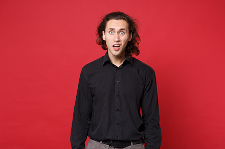 Young sad curly long haired man in b containing guy, man, and male