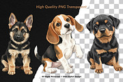 15 Bundle Watercolor Cute Dog Fluffy, an Animal Illustration by Morspective (Thumbnail 2 of 8)