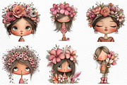 Flowers and Girls Clipart, an Illustration by Craft Nest (Thumbnail 3 of 6)