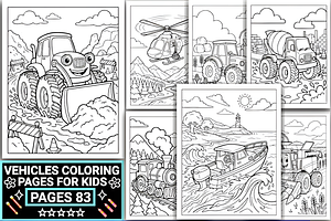 VEHICLES COLORING PAGES for KIDS, a Decorative Illustration by Design Station