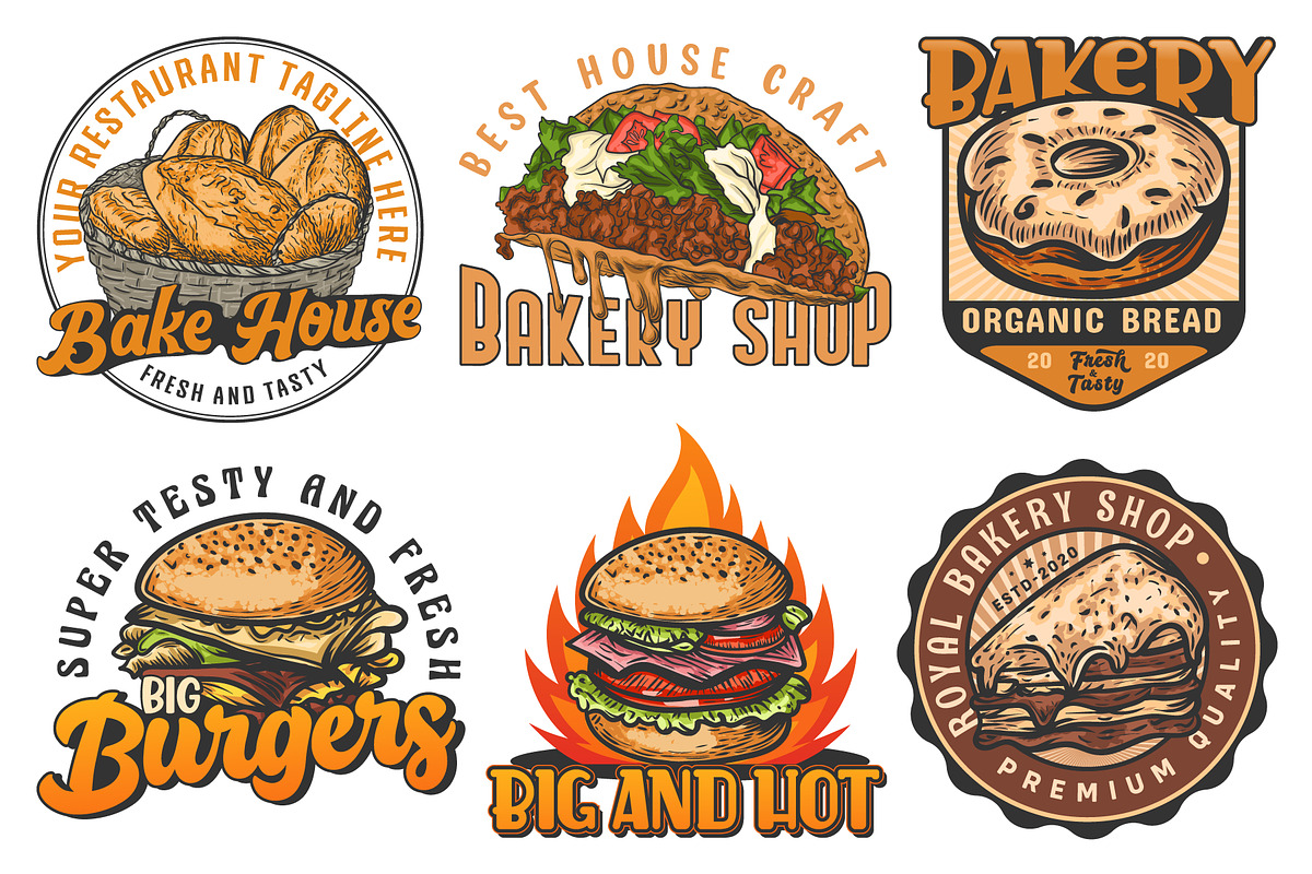 Bakery fast food labels, a Branding & Logo Template by Billah Hub