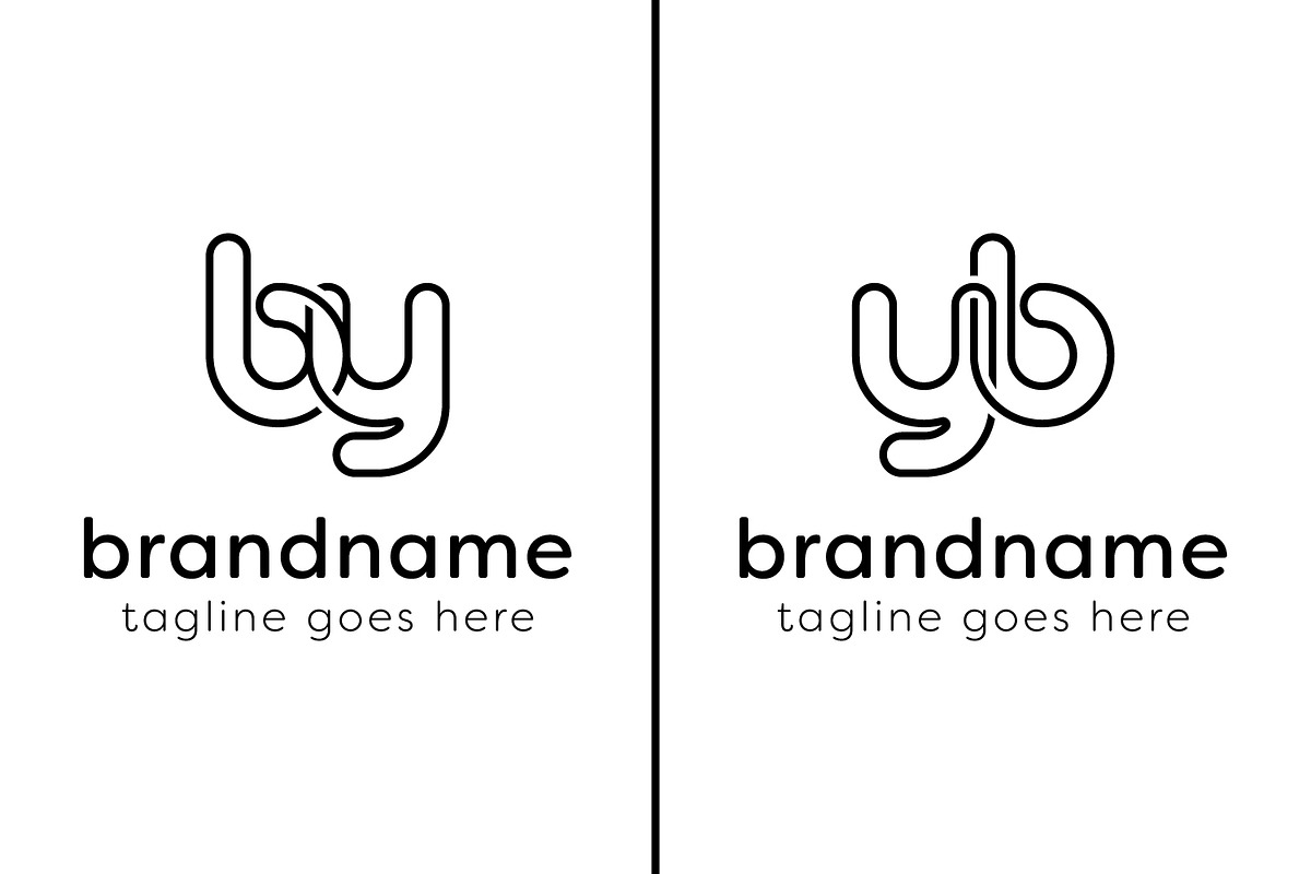 Letters BY and YB Monogram Line Logo, a Branding & Logo Template by Pray Art Design Studio