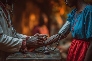 Doctor taking patients blood pressur, a Photo by Pixeness Studio