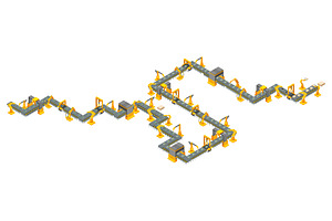 Automated assembly line, a Technology Illustration by Yayasya