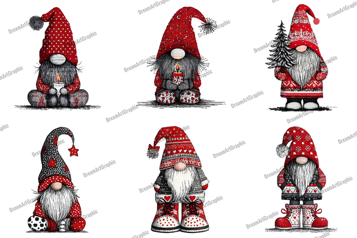 Christmas Gnome Embroidery Design, an Illustration by DreamArtGraphic (Photo 3 of 4)