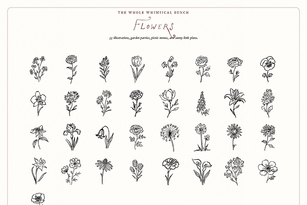 Spring Floral Doodle Line Art Bundle, an Object Illustration by The October Creative (Photo 7 of 13)