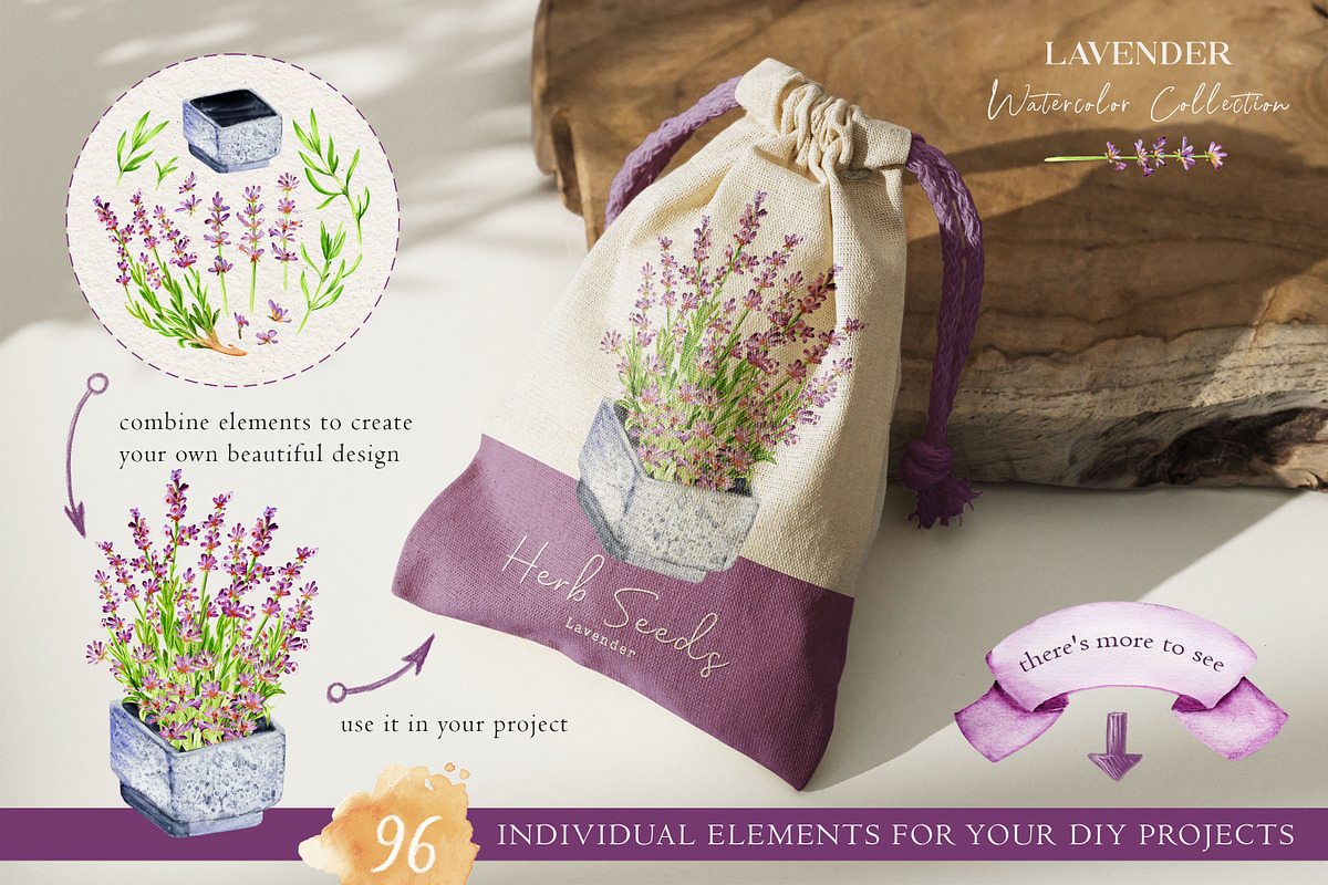 Lavender Watercolor Bundle, a Decorative Illustration by Olena Kovalova Design (Photo 8 of 11)