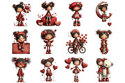 Whimsical Valentine Cute-girl, an Illustration by Designking (Thumbnail 2 of 5)