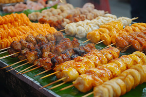 Filipino street food with isaw, a Food & Drink Photo by MistyDay