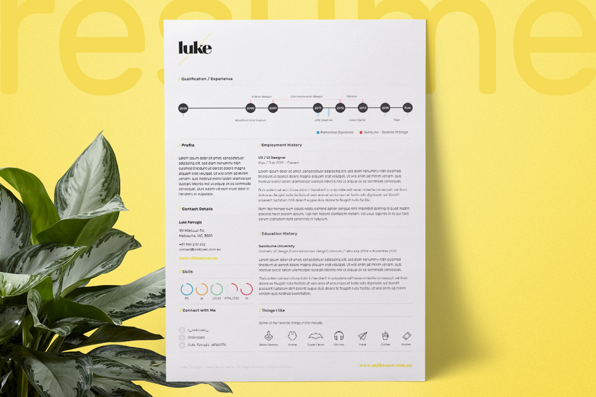 Single Page Resume/CV, a Resume Template by Milktoast (Photo 2 of 4)