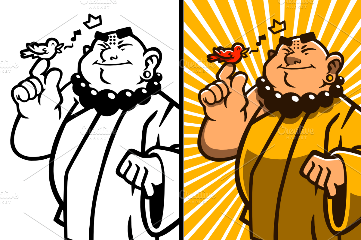 Monk Character Design, an Illustration by Crown Creative's Shop