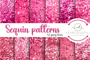 Pink Sequin Patterns Digital Paper, a Texture Illustration by Tanya Kart (Thumbnail 1 of 4)