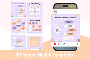 50 Mental Health Instagram Posts, a Social Media Template by Adored Templates (Thumbnail 1 of 10)