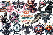 Gothic Coquette Halloween Clipart, an Illustration by DreamCafeArt (Thumbnail 1 of 7)