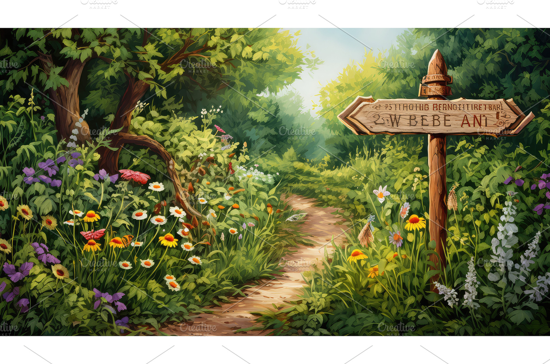 hand wood road sign ai generated, an Arts & Entertainment Photo by pikepicture