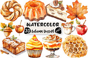 Autumn Dessert Sublimation Clipart, an Illustration by Black Bird Studio (Thumbnail 1 of 6)